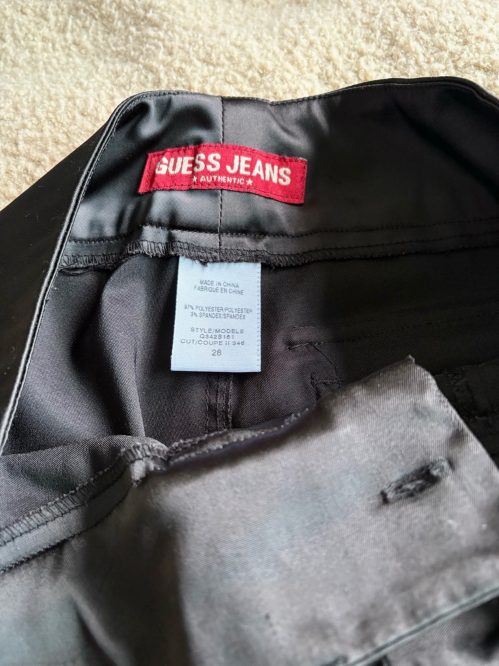 Vintage Guess Satin Flare Cargo Pants Low Rise Black 28 - Picture 3 of 8